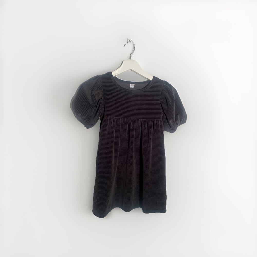 Harper Canyon Girl's Puff Sleeve Velour Black Dress‎ Size 6